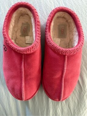 UGG Coral Pink Suede Shearling Slip-On Slippers